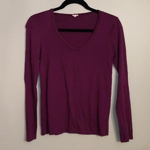 V-neck maroon j.Crew long sleeve shirt